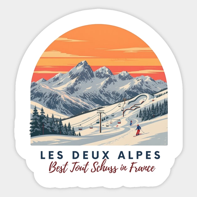 Les Deux Alpes France Skiing Tout Schuss Vacation Sticker by Art2Wear